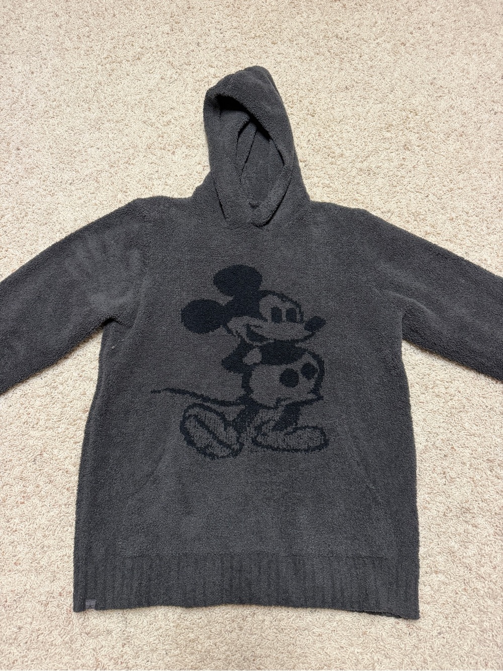 Barefoot Dreams Charcoal Hooded Mickey Knit Pullover